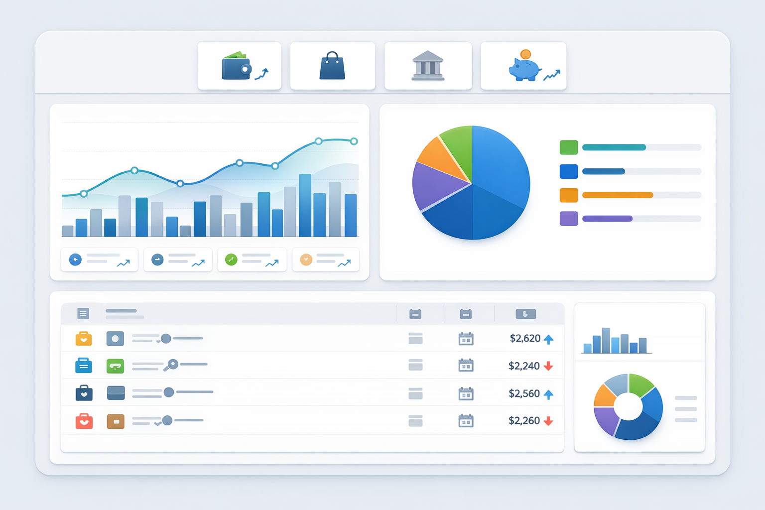 Clean dashboard interface showing automated expense tracking and organized financial data